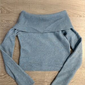 Babaton Off-Shoulder Light Blue Women's Sweater